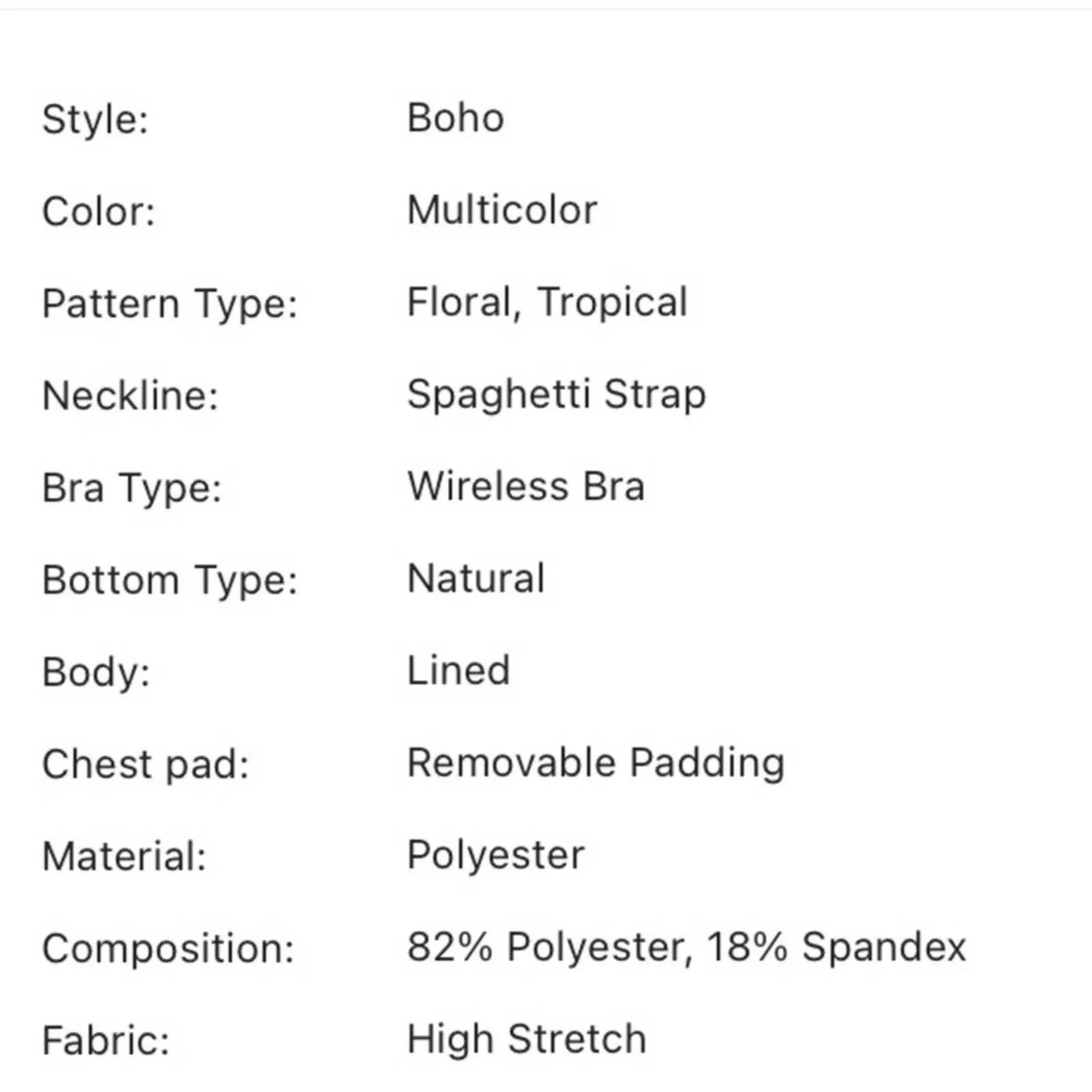 Blue tropical floral spaghetti strap wireless bra cheeky bikini swimsuit Sz L - Image 7