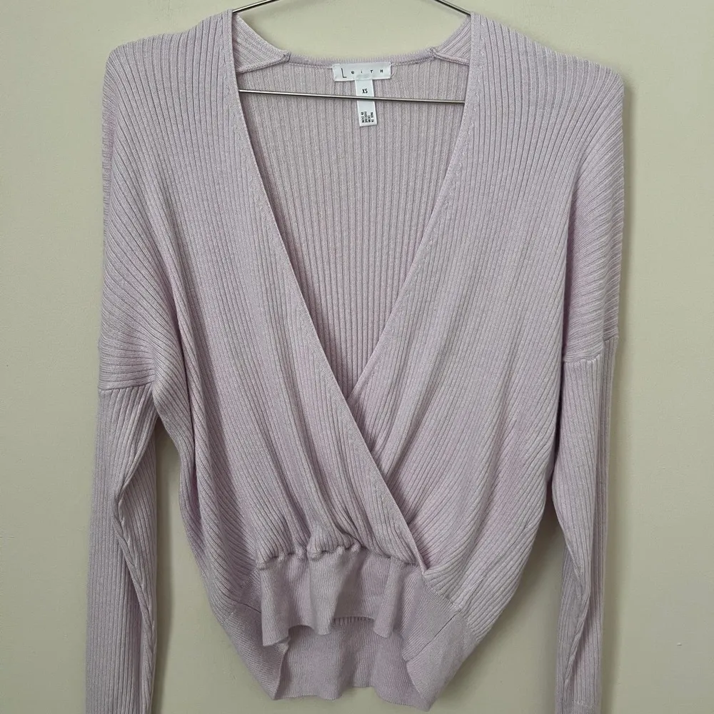 Leith Lavender Purple Wrap Front Pullover Sweater Size XS - Image 4