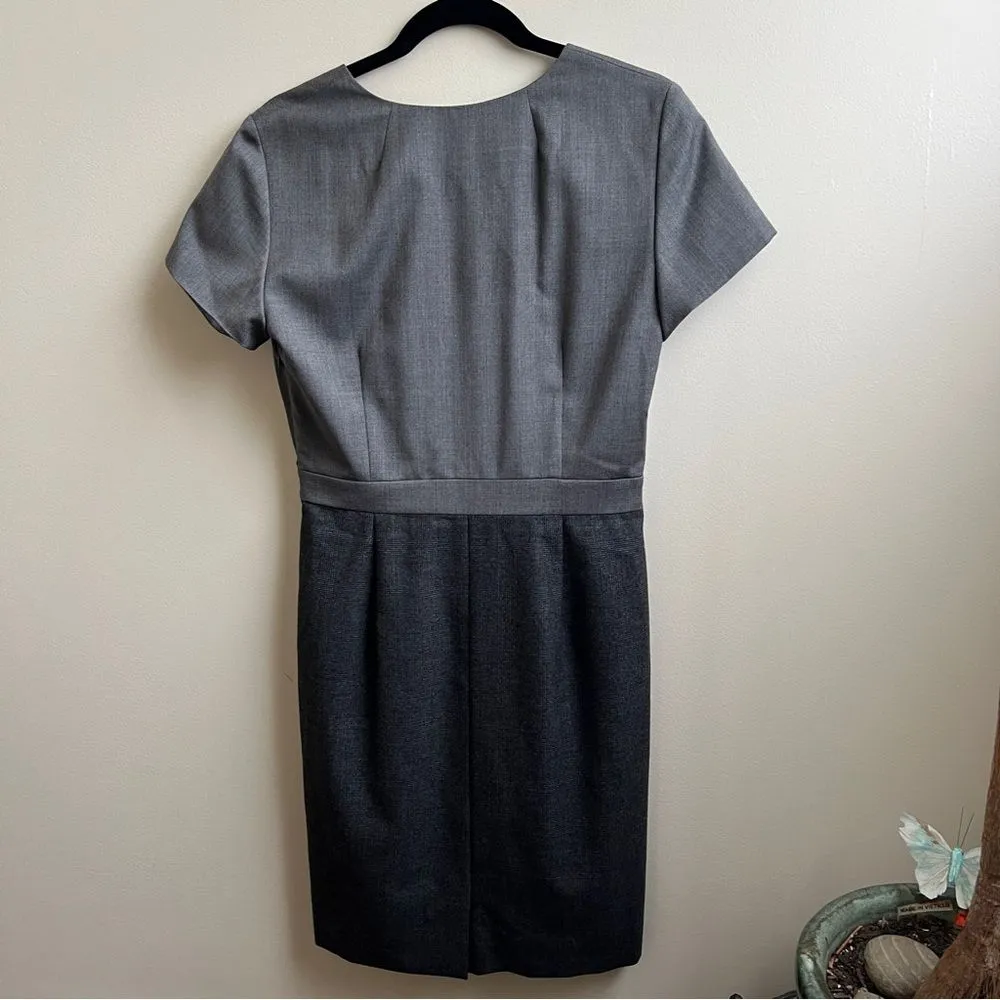 J. Crew Heidi 100% Wool Plaid Surplice Sheath Knee-Length Dress gray Size 6 - Image 3