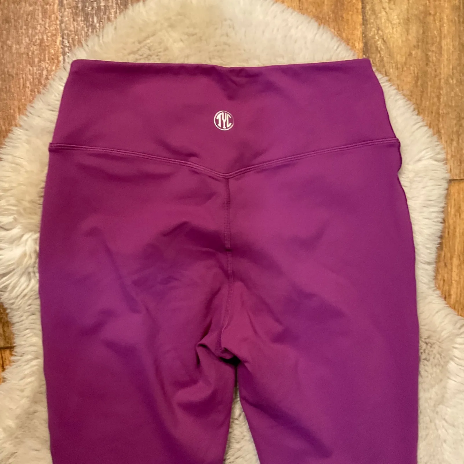 Tyche Tyc Til You Colapse Leggings Size Medium Compression Mesh Cut Out Fuscia Workout - Image 8