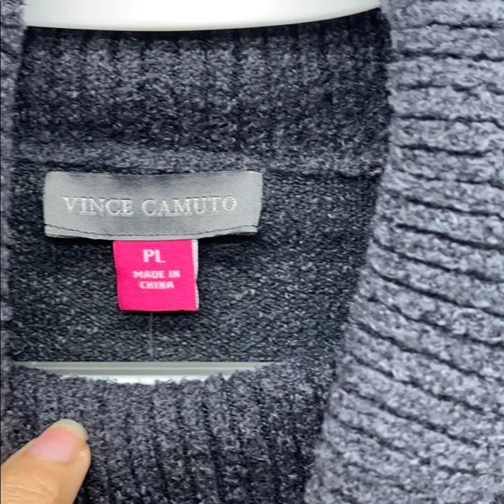 Vince Camuto pink grey striped turtleneck sweater boxy oversized sz LP - Image 5