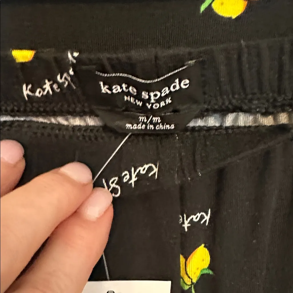 NWT Kate Spade Modal Short Set, Medium, Black Piped w/lemons - Image 7