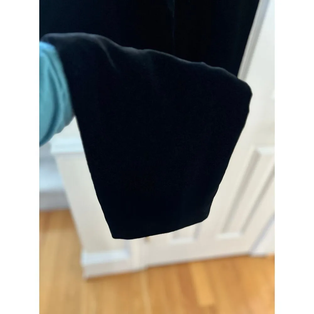 Emanuel Ungaro Straight Leg Black Crushed Velvet Silk Blend Trouser Pants Size 8 - Image 4