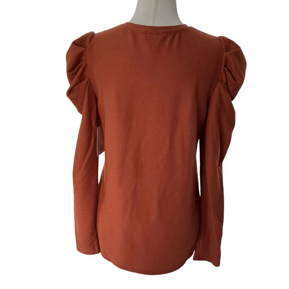 Nine West Terra Cotta Stretch Shirt Women Top Size Small NWT | 1-7 - Image 2