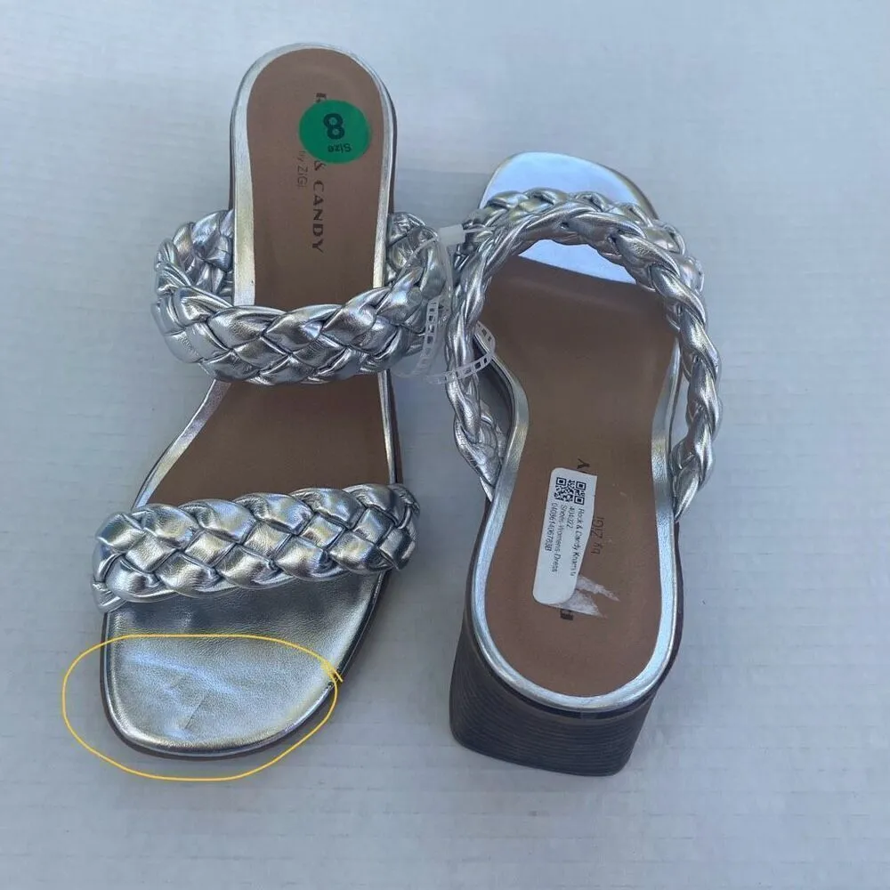 ROCK & CANDY Khamie Women’s Heeled Silver Braided Sandal‎ Size 8 NEW NO BOX - Image 10