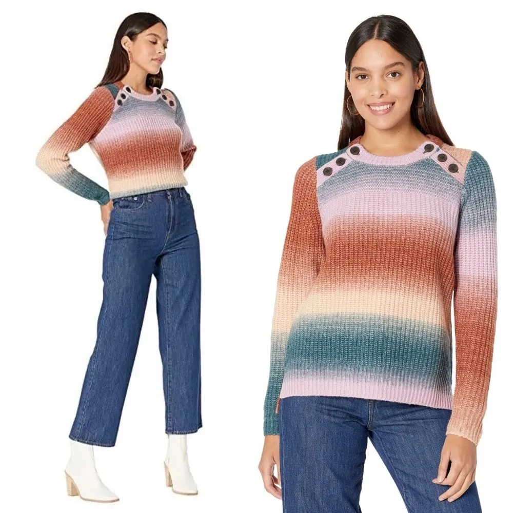 Madewell NEW space dye alpaca wool ribbed button sweater size‎ XXS - Image 2