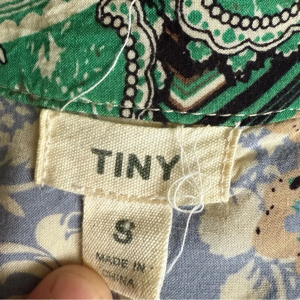 Anthropologie TINY Small Caviana Shirt Dress Green Boho Mixed Print Drop Waist - Image 4
