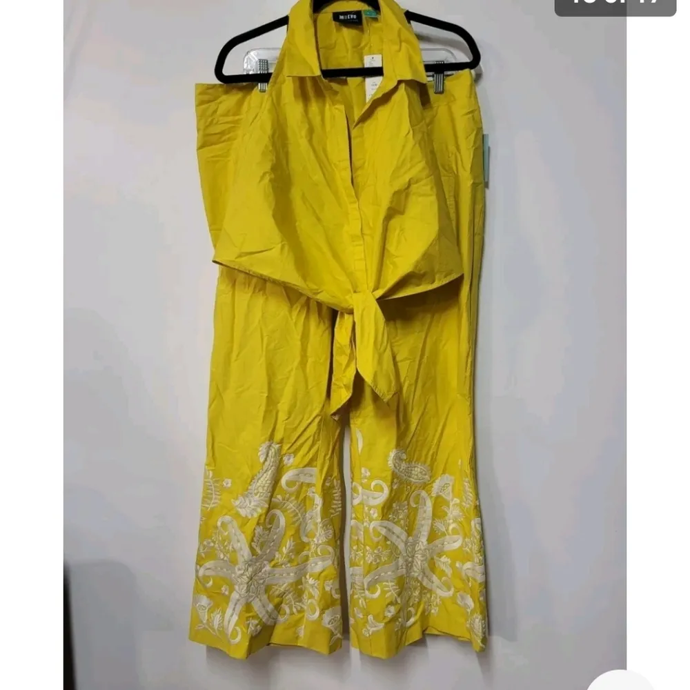 New Anthropologie Maeve Tie Front Pant Set Size 16W - Image 13