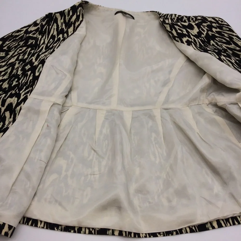 Nanette Lepore Womens Tribal Black/White/Teal-Gray 3/4 Length Sleeve Blazer-Sz 4 - Image 10