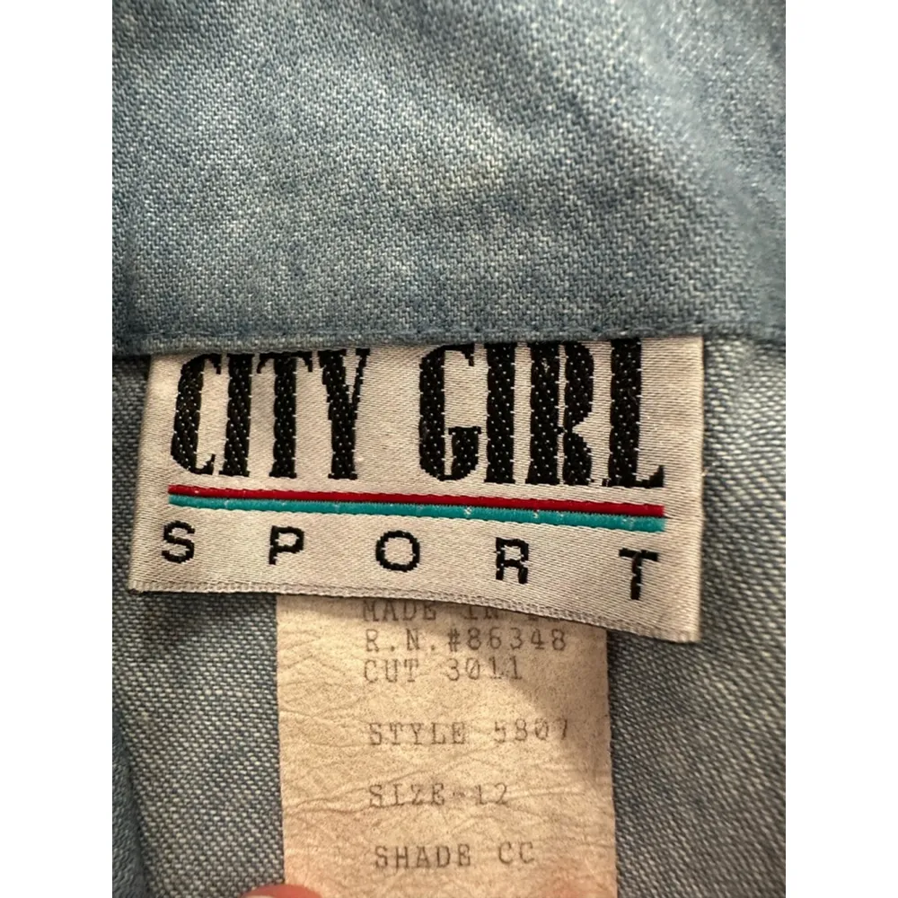 Women's Vintage City Girl Sport Blazer Size 12 Blue Embellished - Image 4
