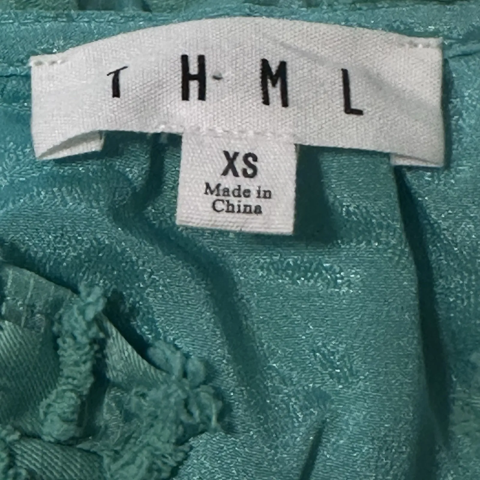 THML Grass Is Greener Puff Sleeve Texture Mini Dress Sz XS Bohemian Cottage Core - Image 11