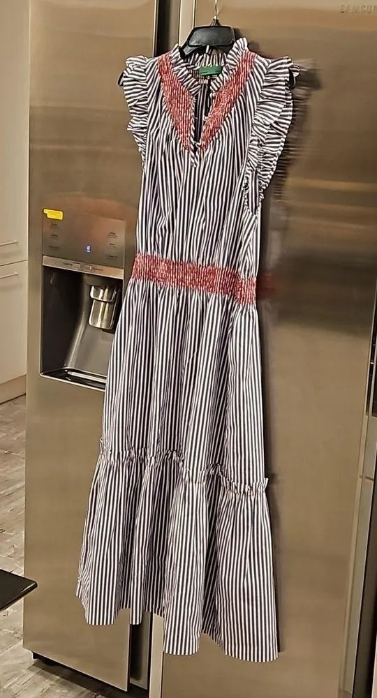 💕CLARE V. ANTHROPOLOGIE💕 Joelle Dress ~ Lilac Striped Print Large L NWT Purple - Image 11