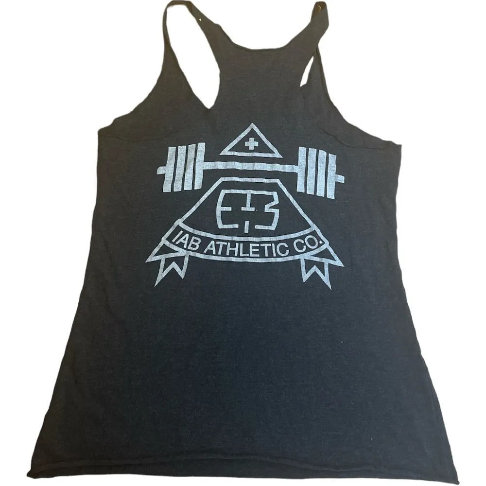 IAB MFG Gray Graphic Racerback Tank Top Gym Fitness Workout Tee M Size M - Image 5