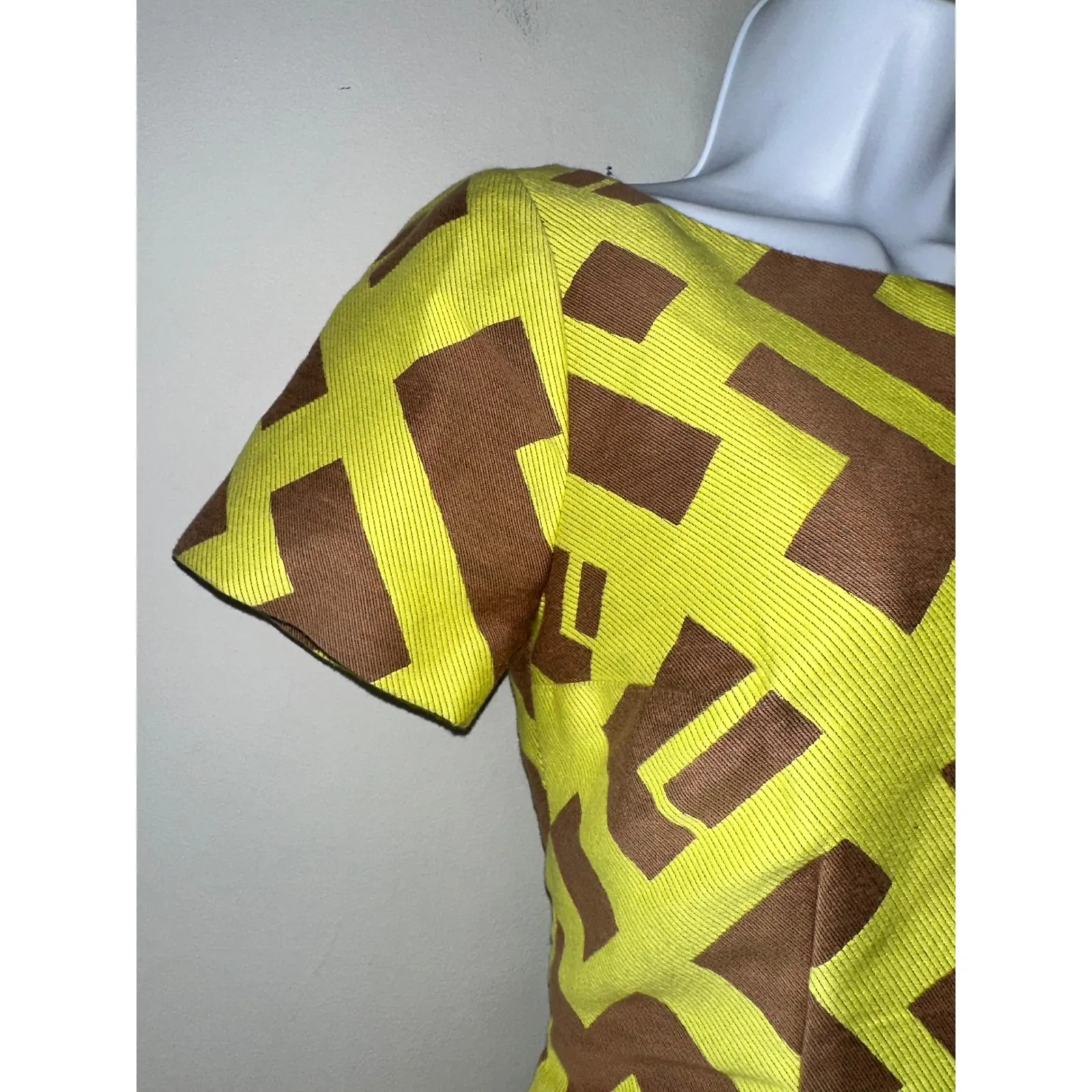 Plenty by Tracy Reese‎ Yellow Brown Geometric Print Mini Dress Size 0 - Image 5
