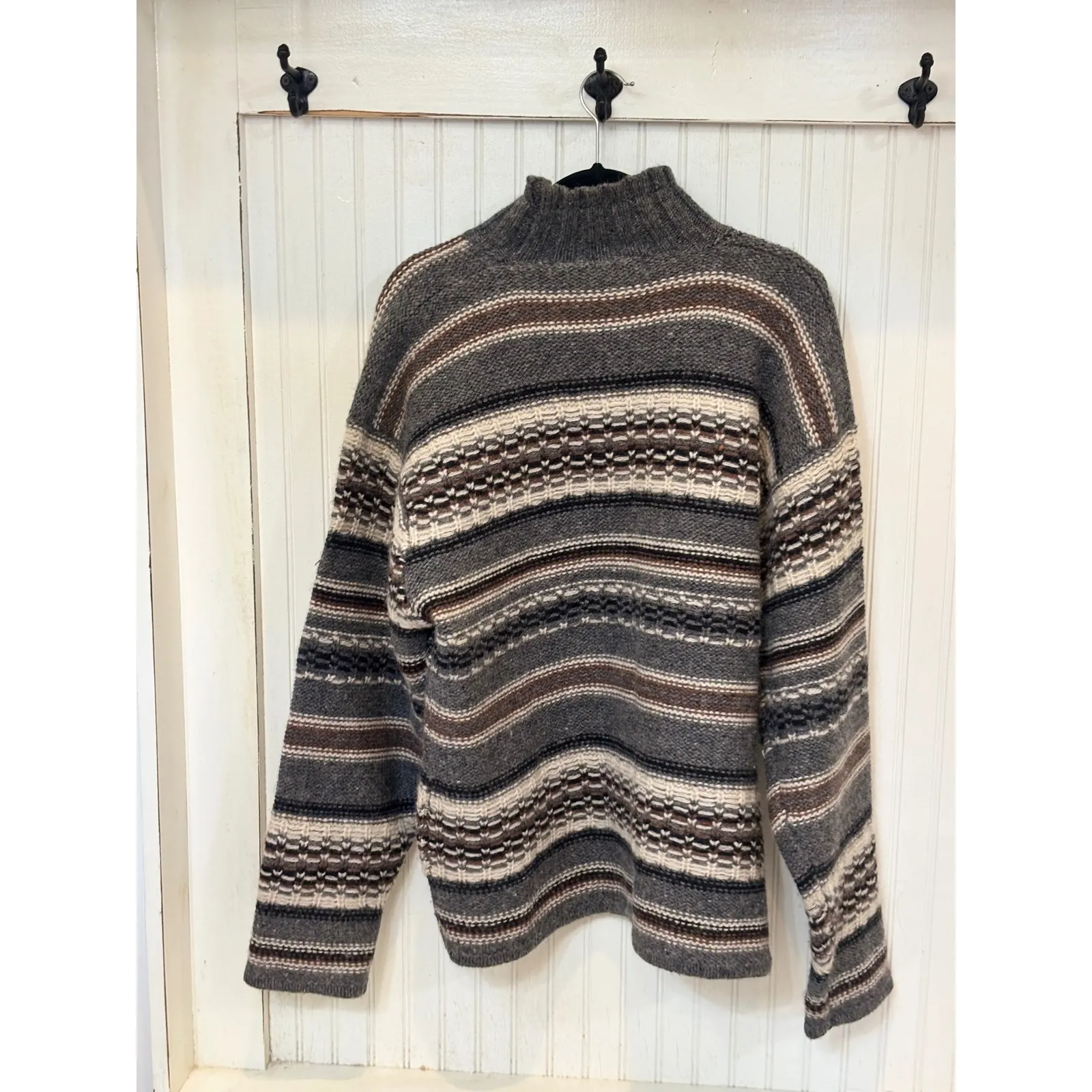 REISS Wool Fair Isle Mock Neck Sweater Size L - Image 6