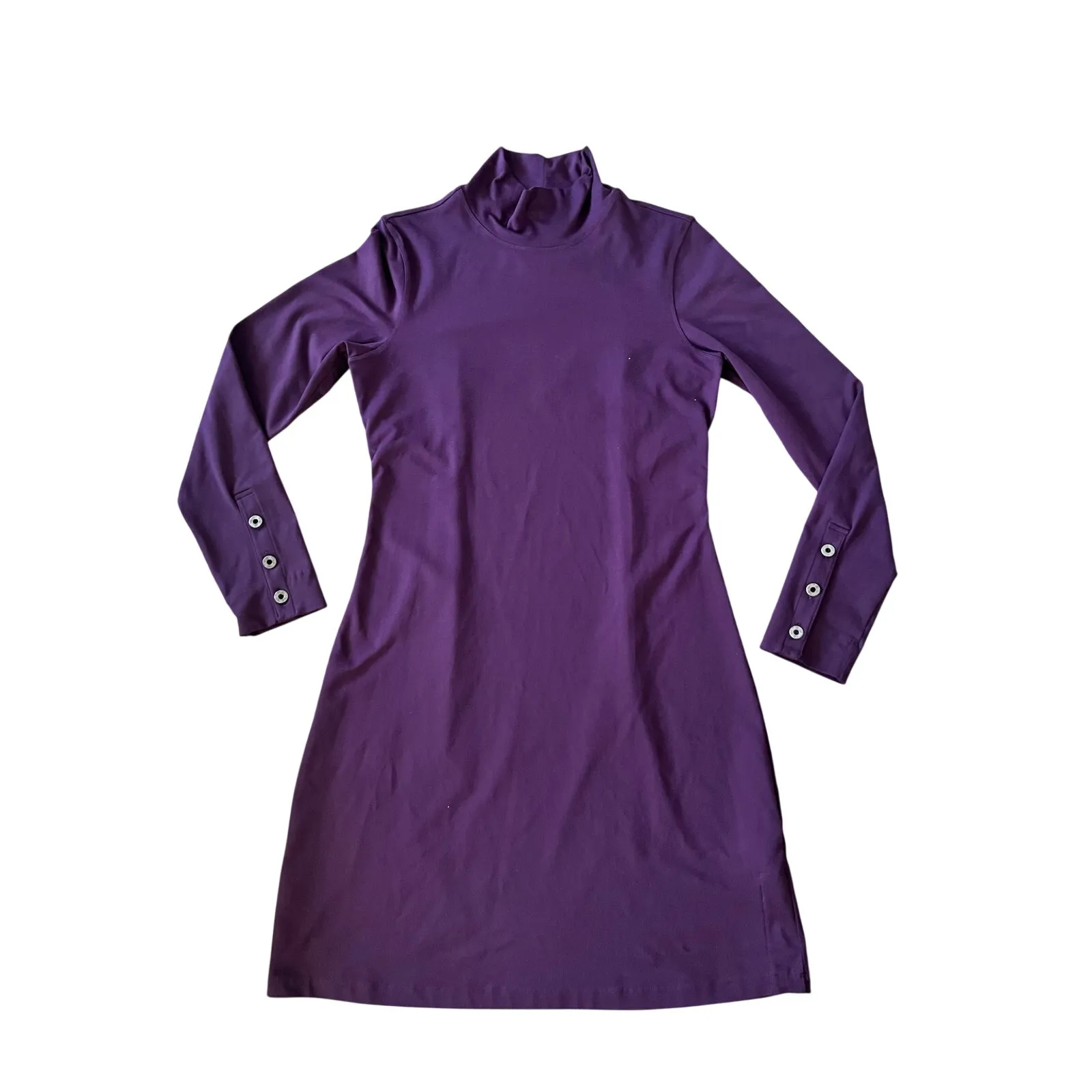 Title Nine Getaway Turtleneck Purple Dress Long Sleeve Stretchy Made in Canada M - Image 2