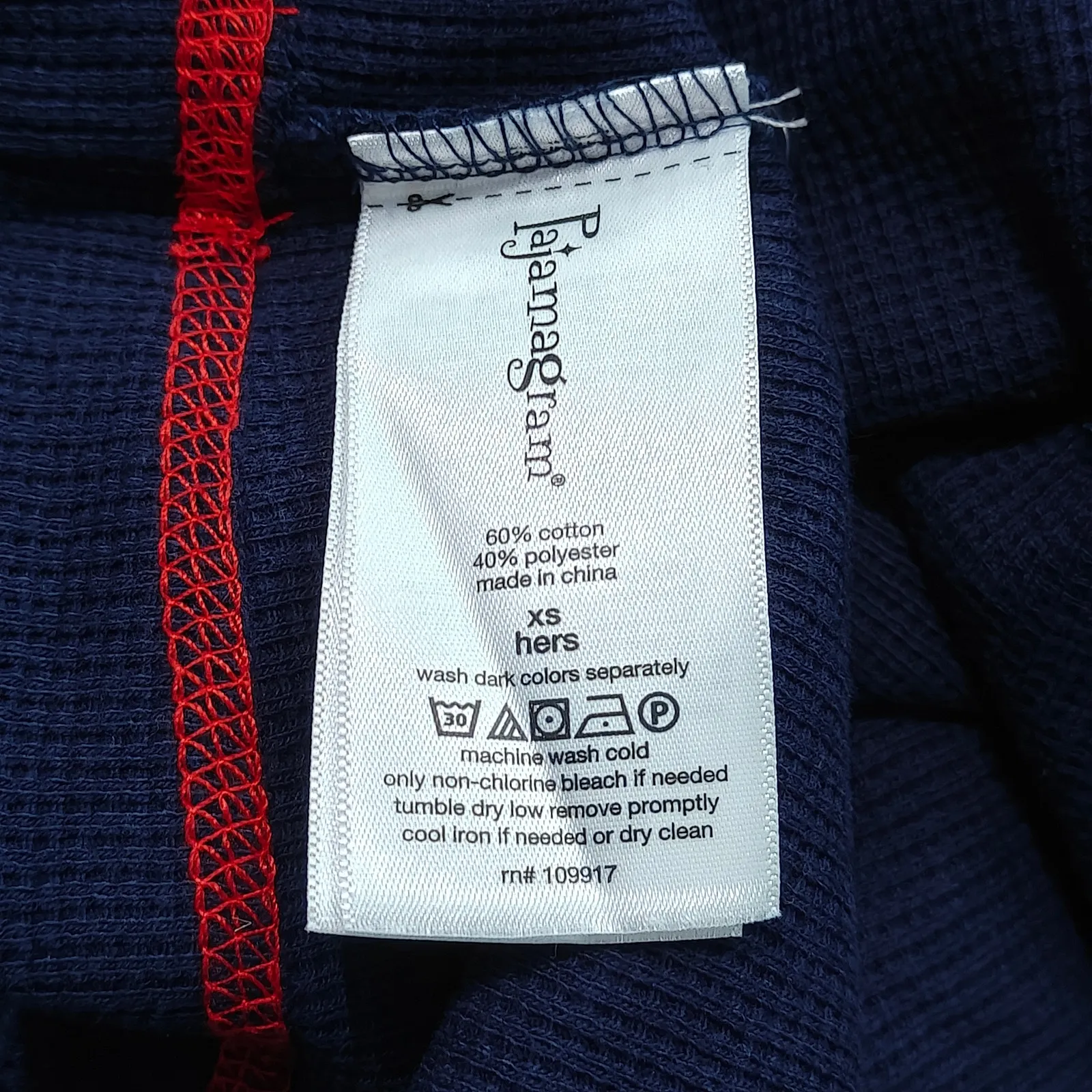 Pajama Gram Long Sleeve Navy Contrast Stitch Pajama Shirt Womens XSmall Blue Size XS - Image 2