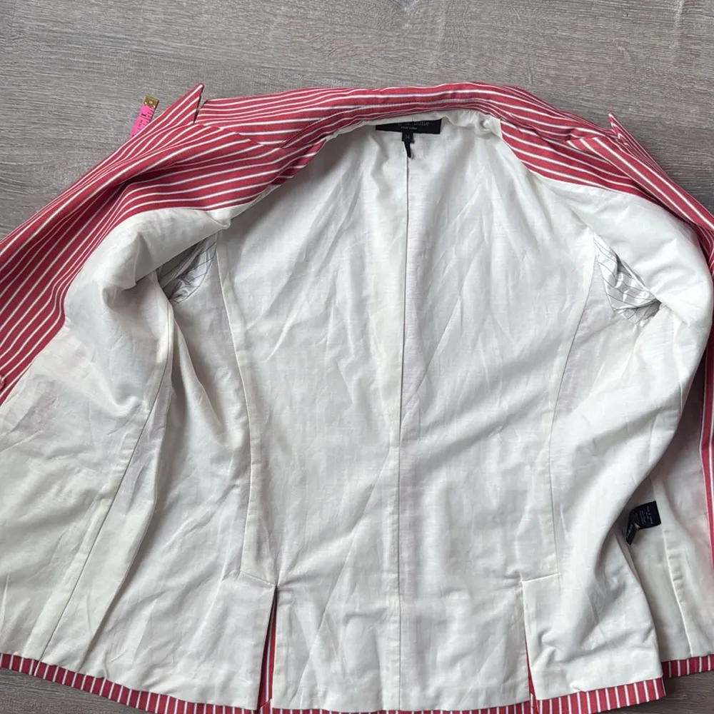 Rag & Bone Fletcher Stripe Blazer Red 14 - Image 14