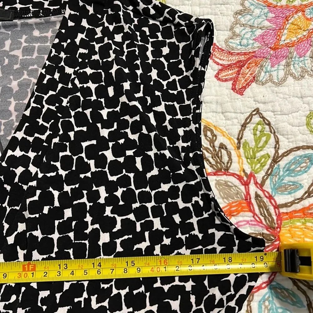 BCBG MaxAzria medium high low wrap dress black combo spotted design open front - Image 3