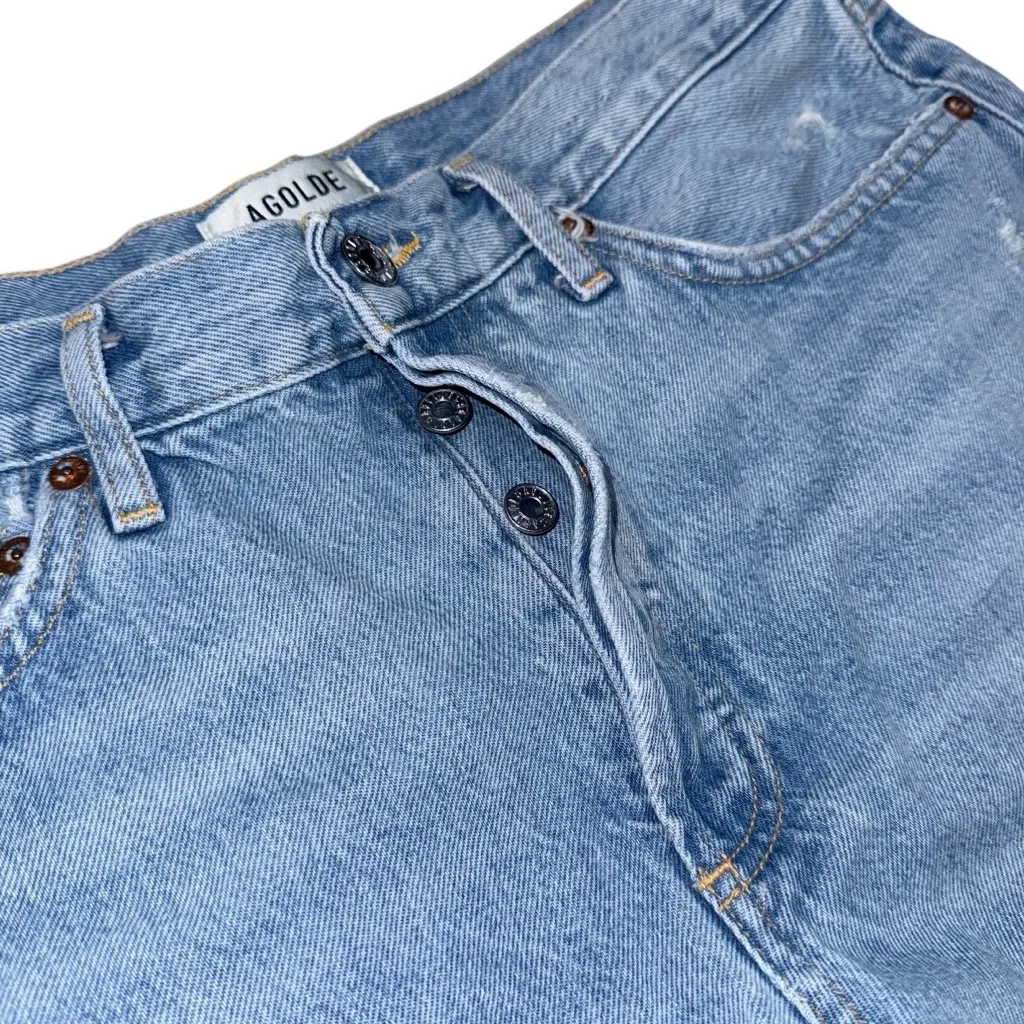 AGOLDE Parker Vintage Cutoff Denim Shorts Swapmeet Light Wash Distressed Size 28 - Image 7