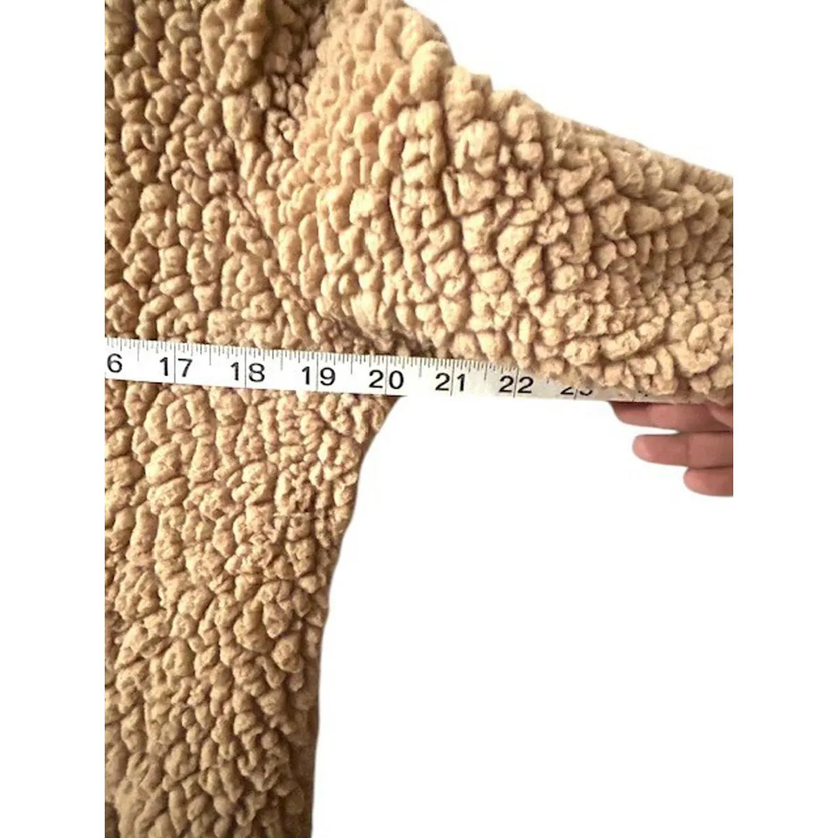 Papaya Sherpa Coat S Champagne Beige Minimalist Warm Neutral Urban‎ Cozy - Image 4