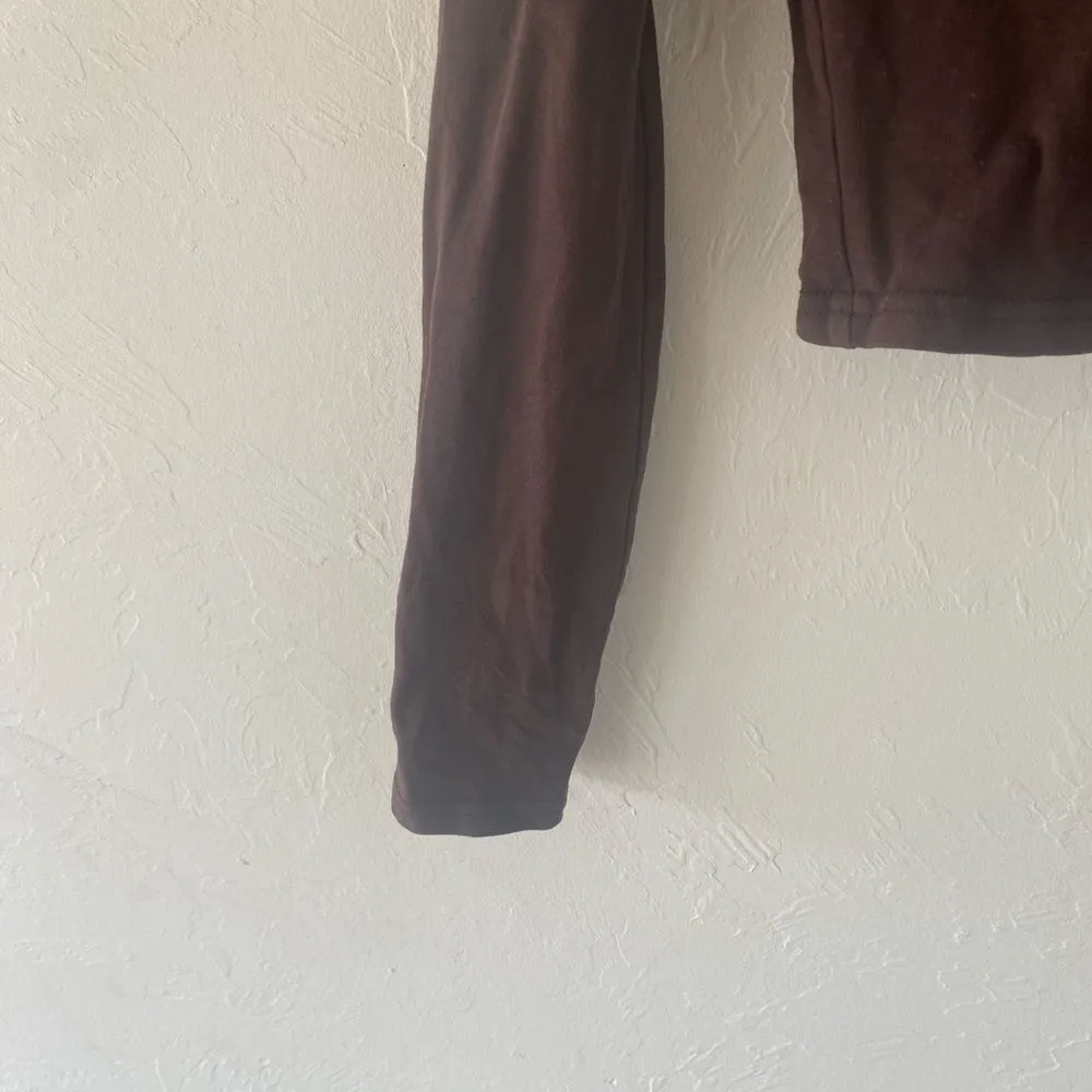 SHEIN brown long sleeve cropped v-neck top shirt - Image 4