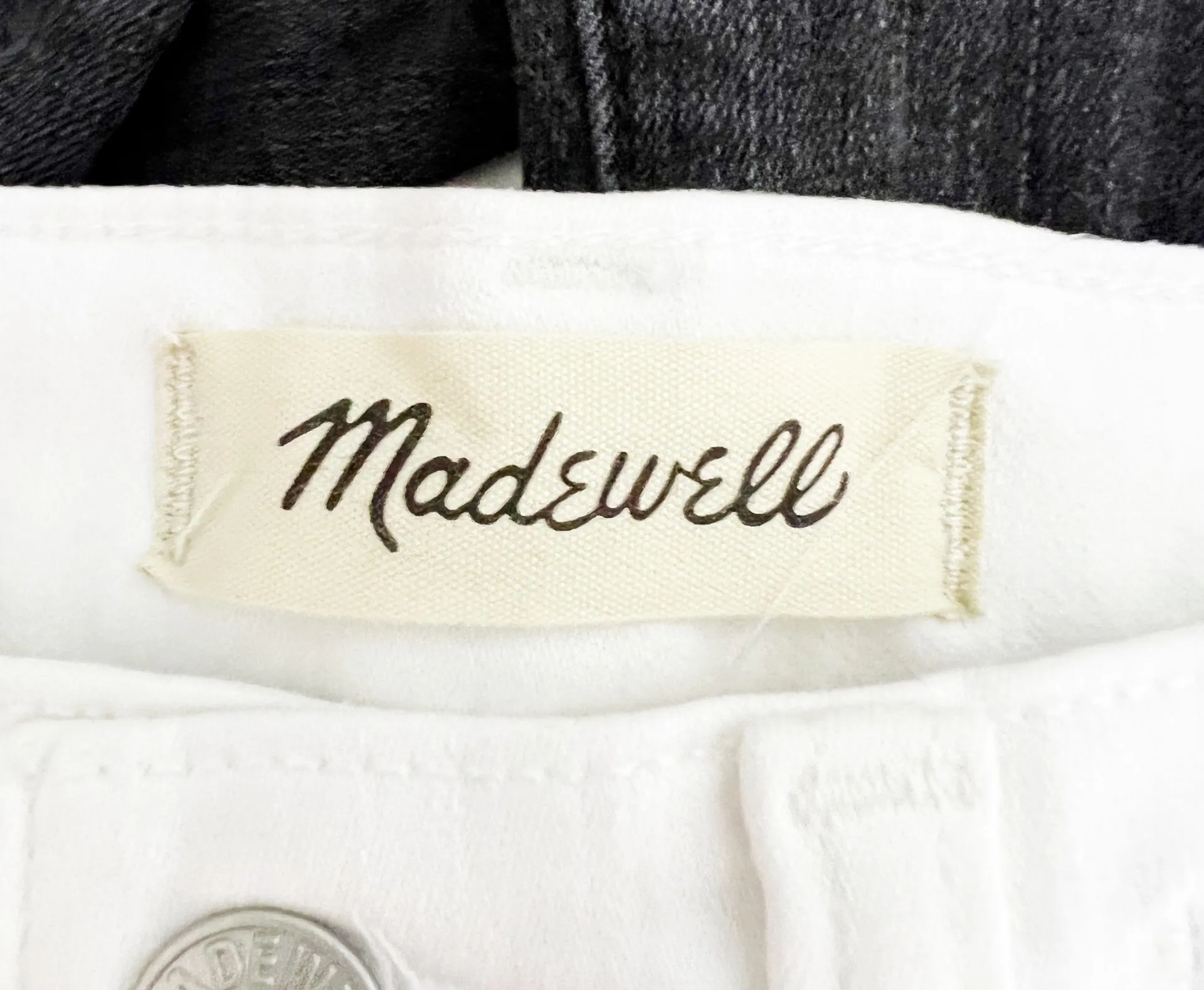 Madewell NEW  11" High-Rise Skinny Cotton Denim Jeans Pure White Raw-Hem Edition - Image 2