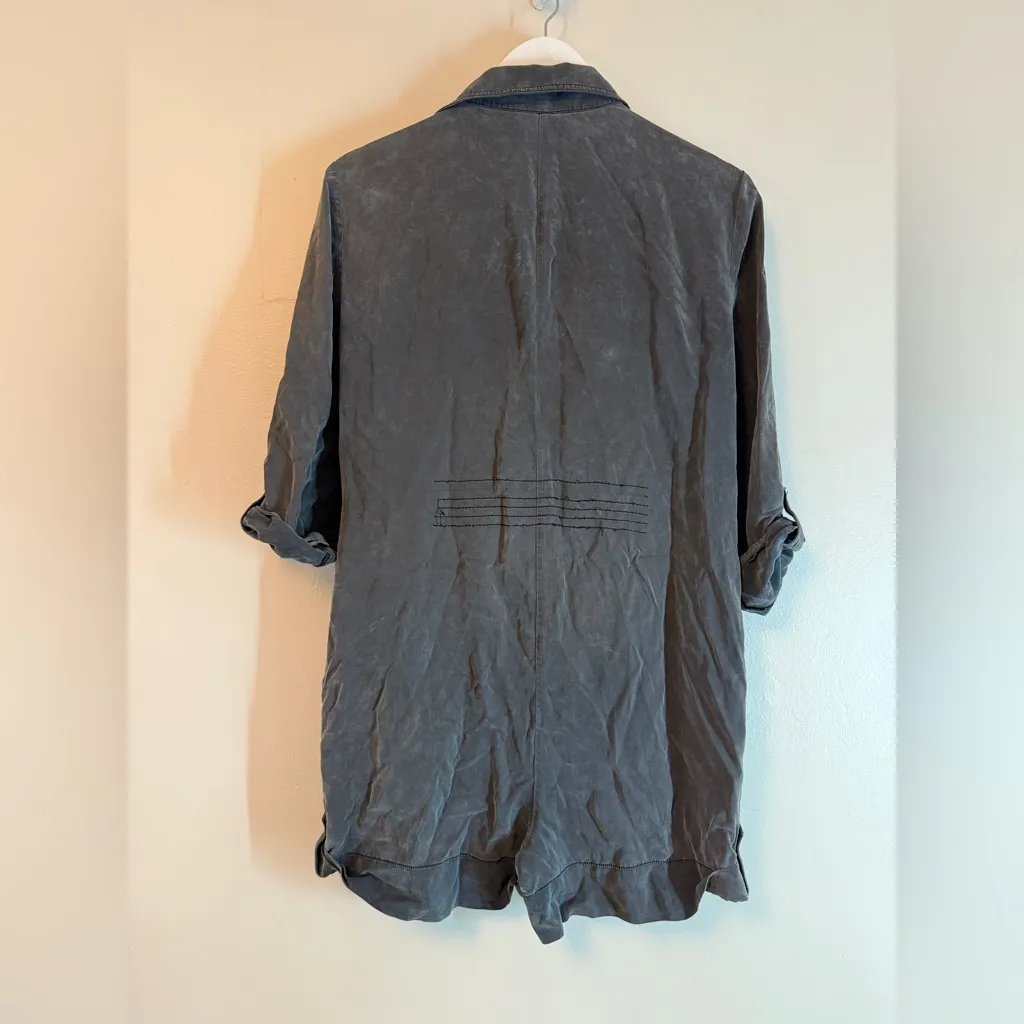 Bebe  Black Shorts Romper Jumpsuit Button Up 3/4Sleeves Faded Black Y2K VTG - Image 11