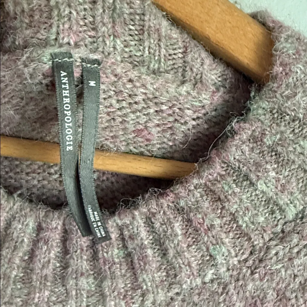 Anthropologie Long-Sleeve Twofer Sweater Slip Midi Dress Neutral Motif Medium - Image 8