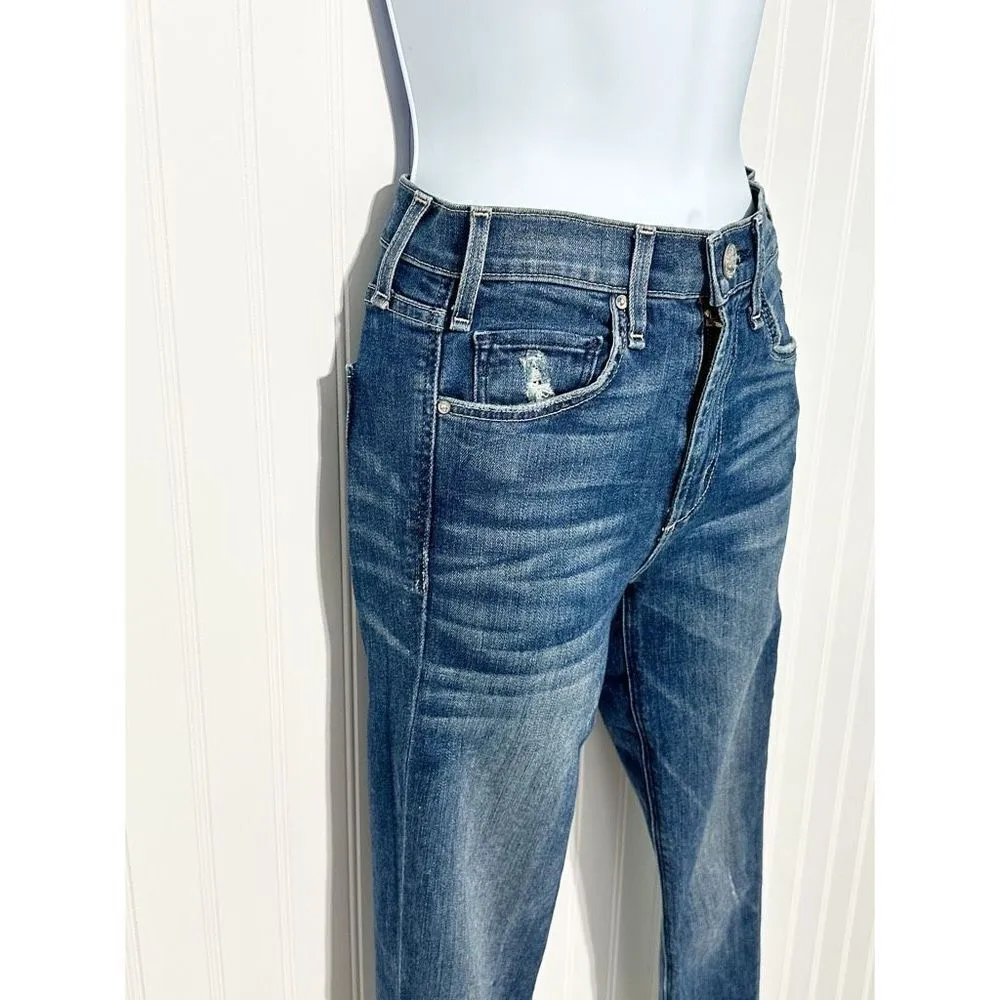 McGuire Women's Newton‎ Skinny Jeans Blue Medium Wash Distressed Pockets Size 24 - Image 4