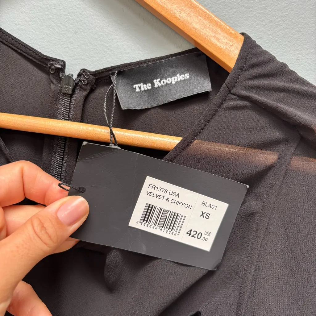 THE KOOPLES Velvet Dress with Muslin Insets in Black - Image 10