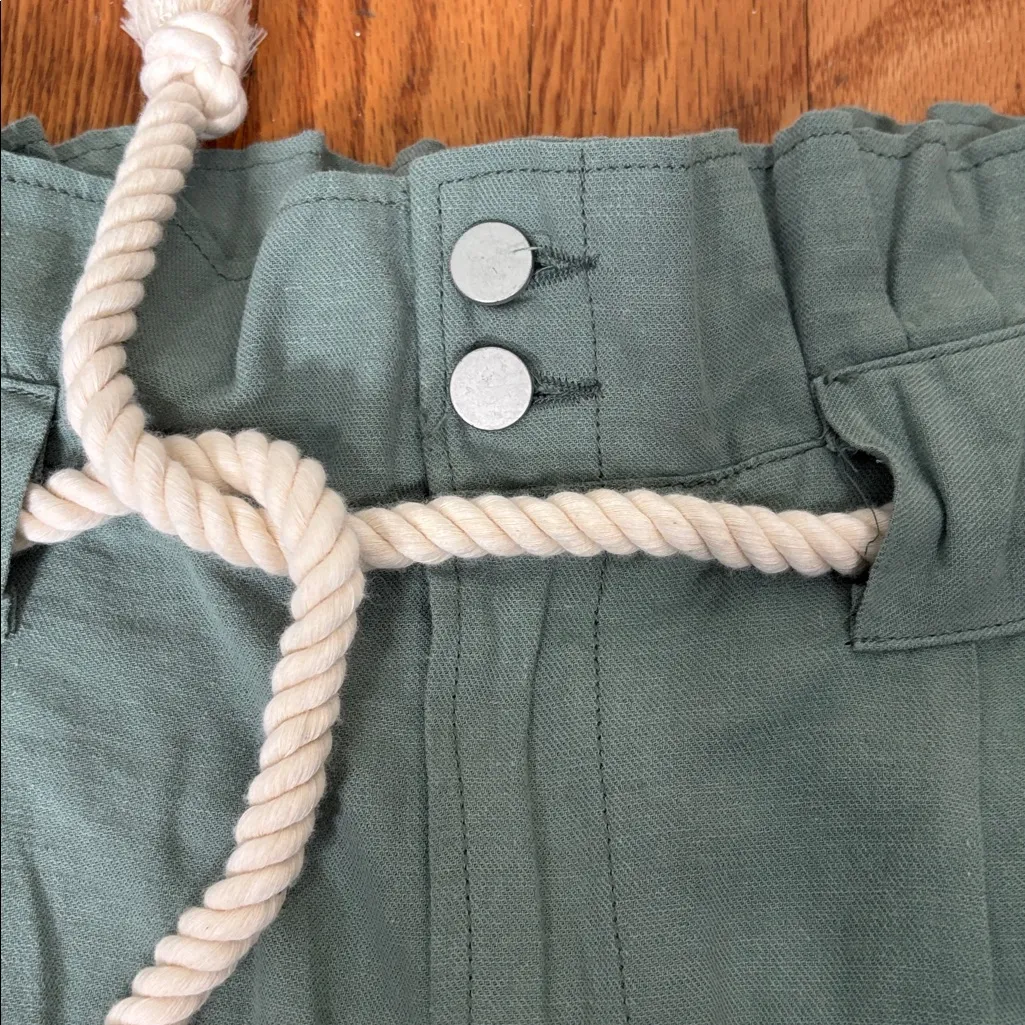 DRIFTWOOD DENIM Vicki Linen-blend Pant Paper‎ bag Green Aloe size 28 NWT - Image 4