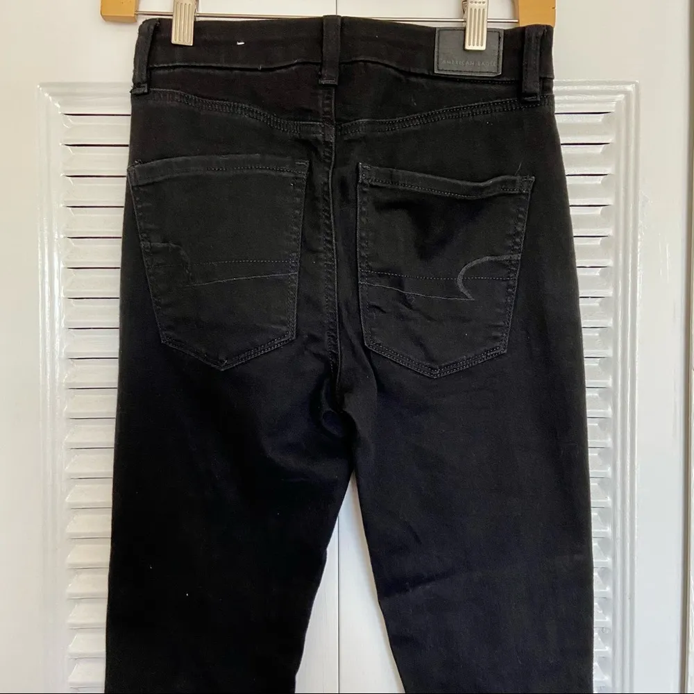 American Eagle Jeans Curvy Distressed High Rise Jeggings Black Size 2 - Image 10