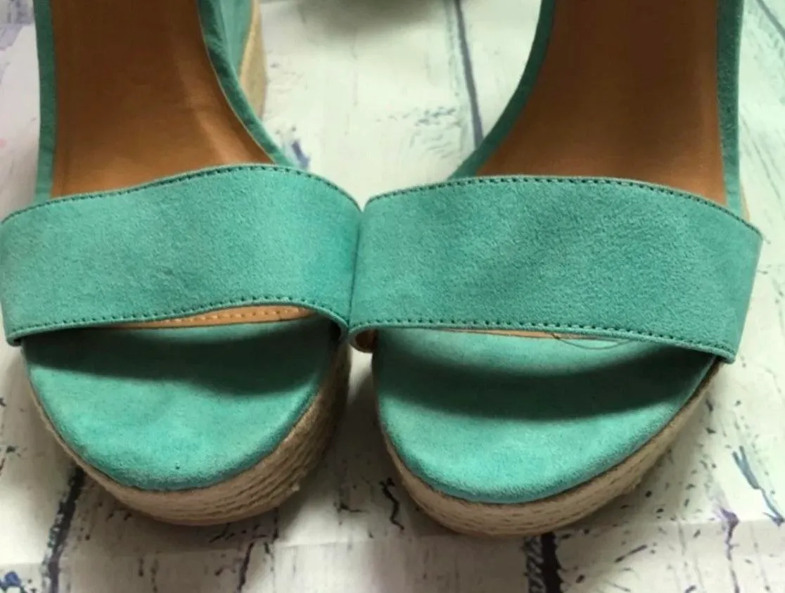 brand teal/aqua suede wedges - Image 7
