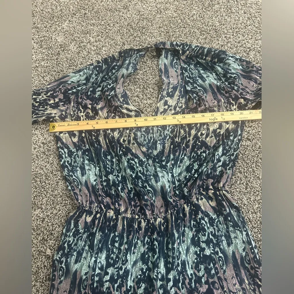 BCBG MaxAzria Blue Printed Romper Size Small - Image 8