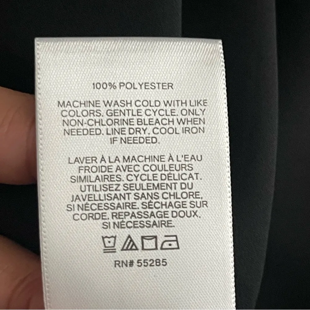 EXPRESS | Black Sheer Mock Neck Tie Front Bohemian Blouse Sz M - Image 10