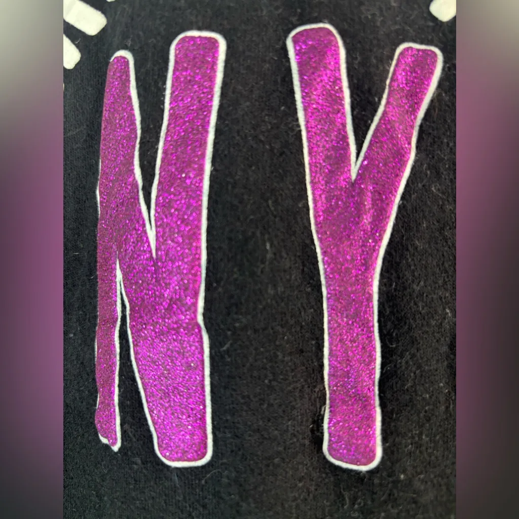 Aeropostale NY XL Black Pullover Hoodie with Purple Glitter Appliqué - Image 2