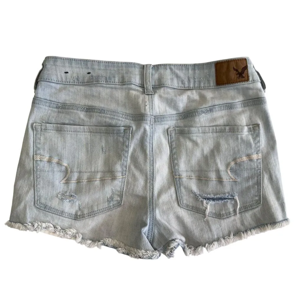 American Eagle Light Wash Super Stretch Hi Rise Shortie Exposed Pocket Casual 6 - Image 5