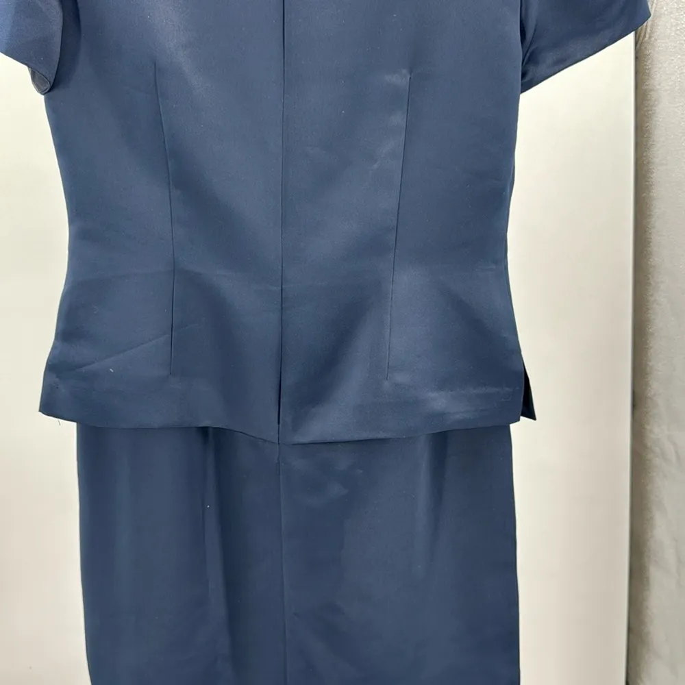 Liz Claiborne Nights navy beaded 8 floor length gown mother bride groom formal - Image 3