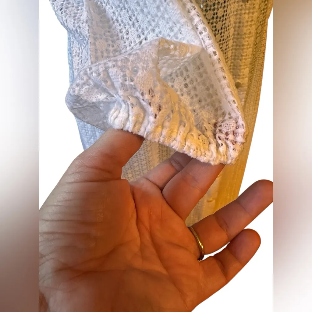 Vtg Juli Jr of Slumbertog Sheer Long Blanket Robe 1 Pocket Button Front Size 7 White Size M - Image 5