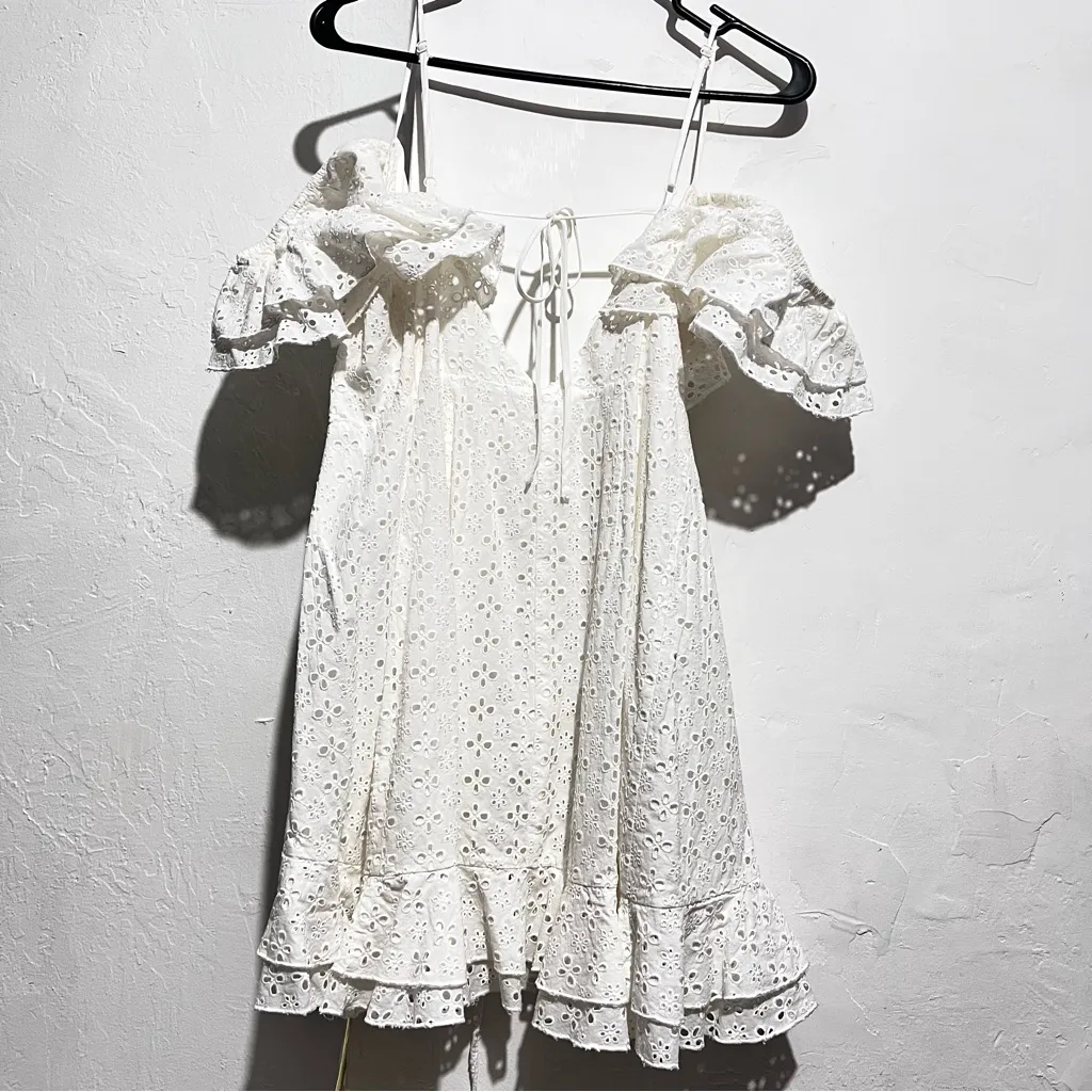 MAJORELLE Elegant White Cotton Dress - Image 11