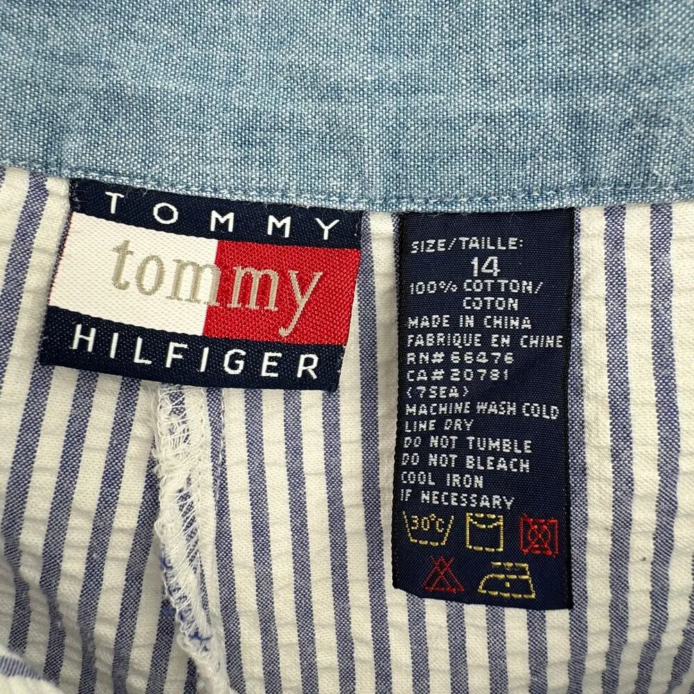 Tommy Hilfiger pants women's 14 ankle seersucker blue white stripe nautical - Image 6
