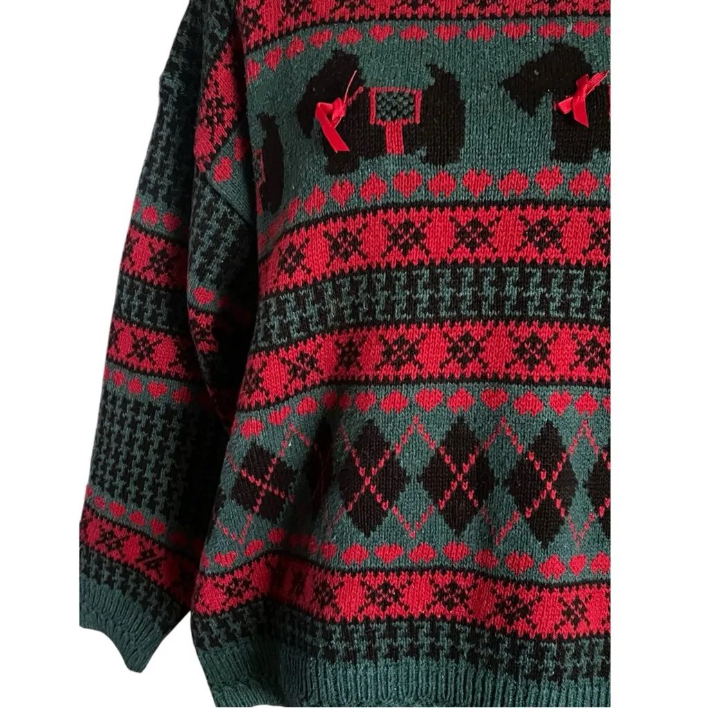 Vintage Signature By Northern Isle Scotty Dog women’s Sweater. SZ. L. Green Size L - Image 4