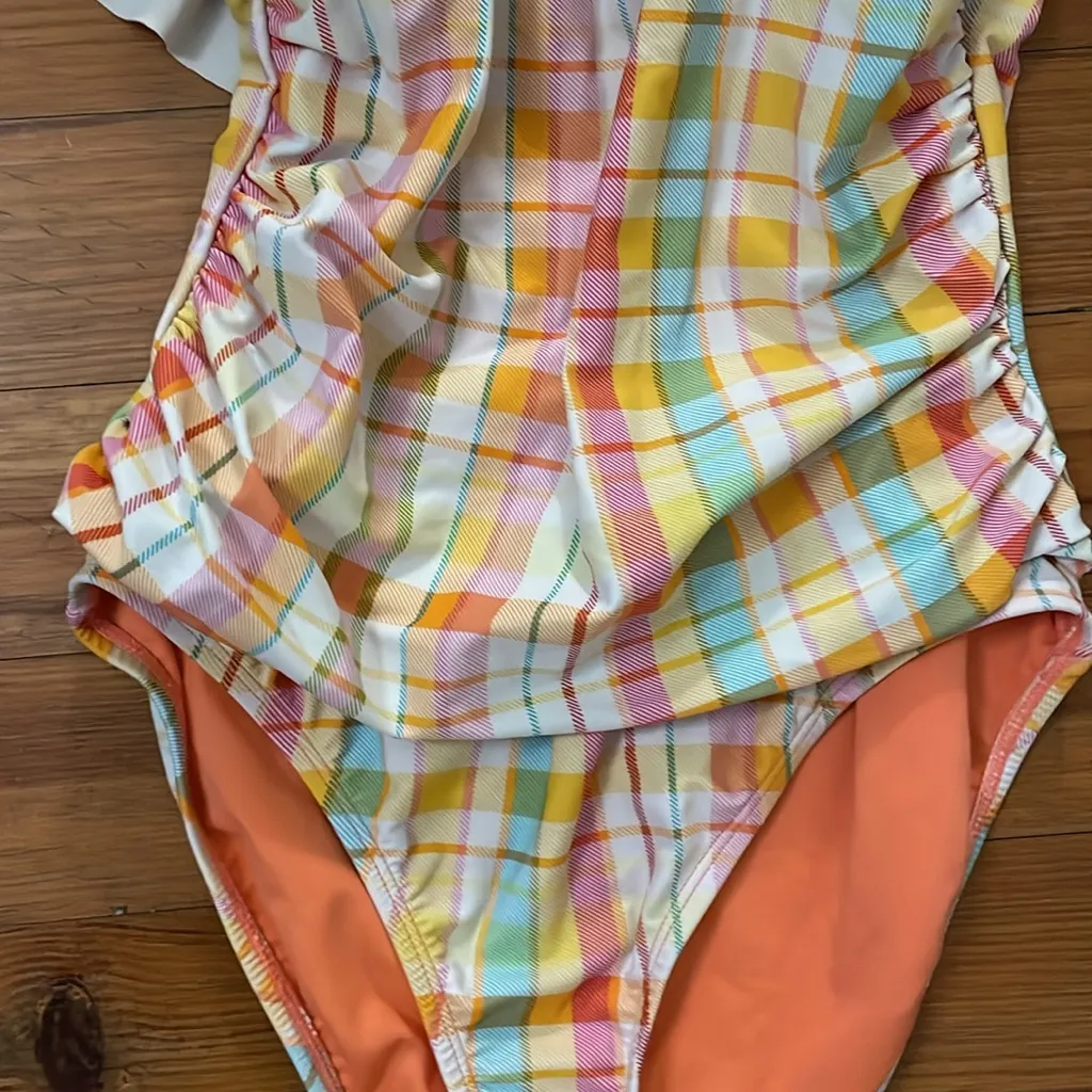 Bleu Rod Beattie Plaid Hip to Be Square One-Piece Swimsuit Womens size 6 Beach - Image 5