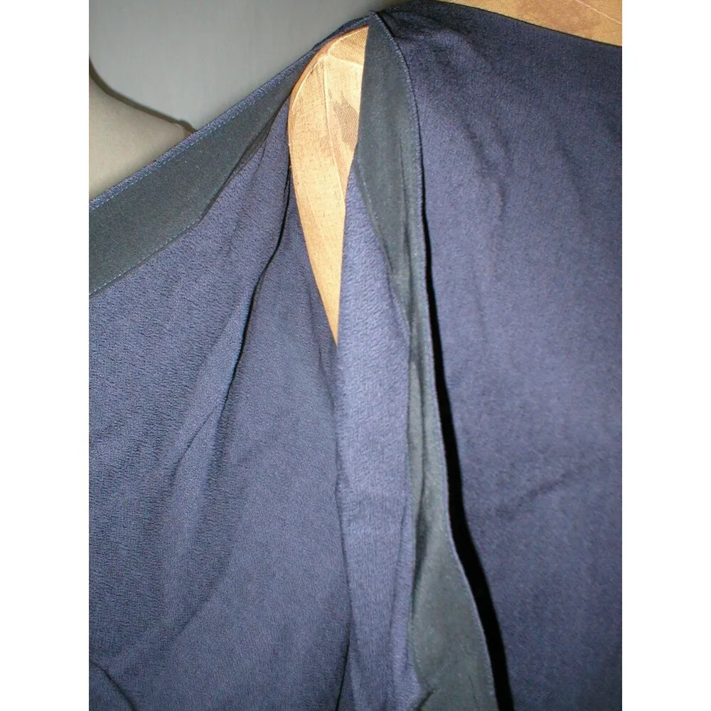 New Womens NWT 40 Italy Vionnet Paris Dress Gown 4 Designer Navy Blue Cupro Silk - Image 9