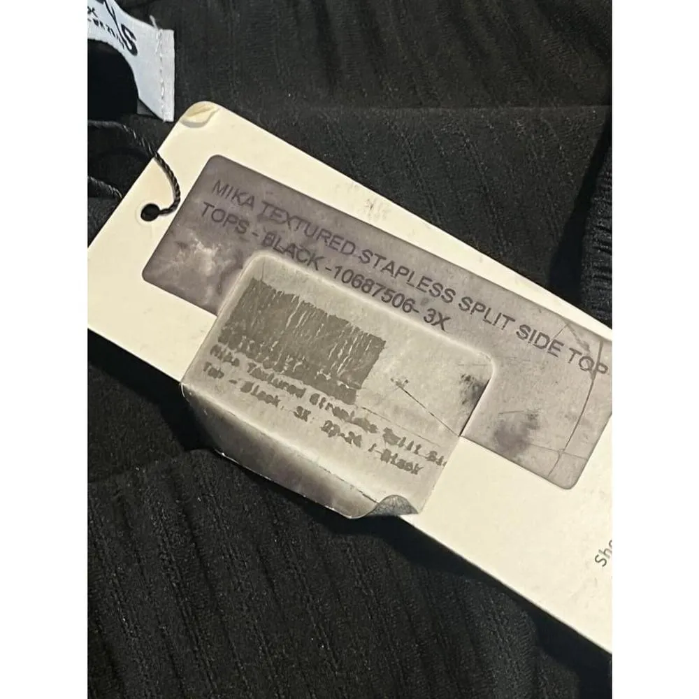 Rebdolls  Top Womens 3X Black Ribbed Strapless Split Side Mika Plus Stretch NEW - Image 7