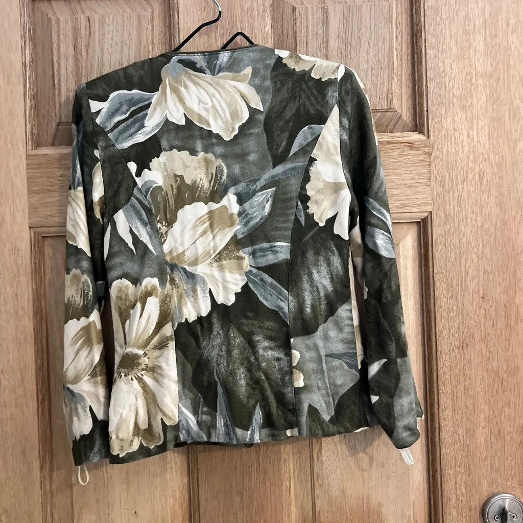 VTG Petite Sophisticate‎ 8 floral jacket Blazer Brown Tan - Image 9