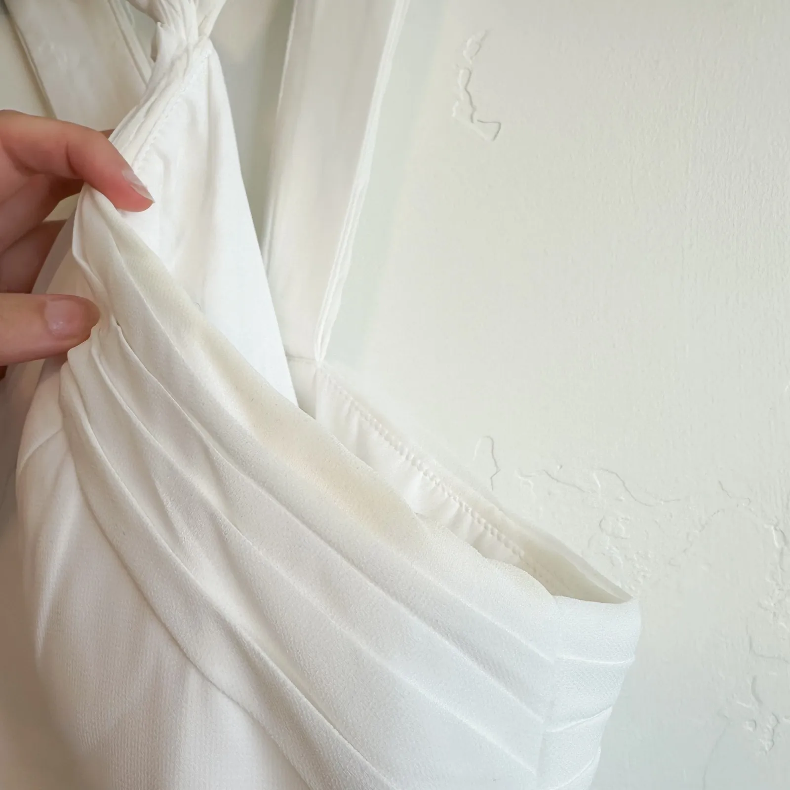 Azazie | White Halter Button Crossback‎ Slit Floor Length Dress Gown size A2 - Image 8