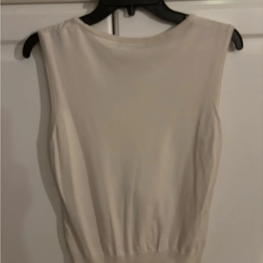 August Silk Crew Neck Sleeveless Top - ivory -‎ Large - Image 5