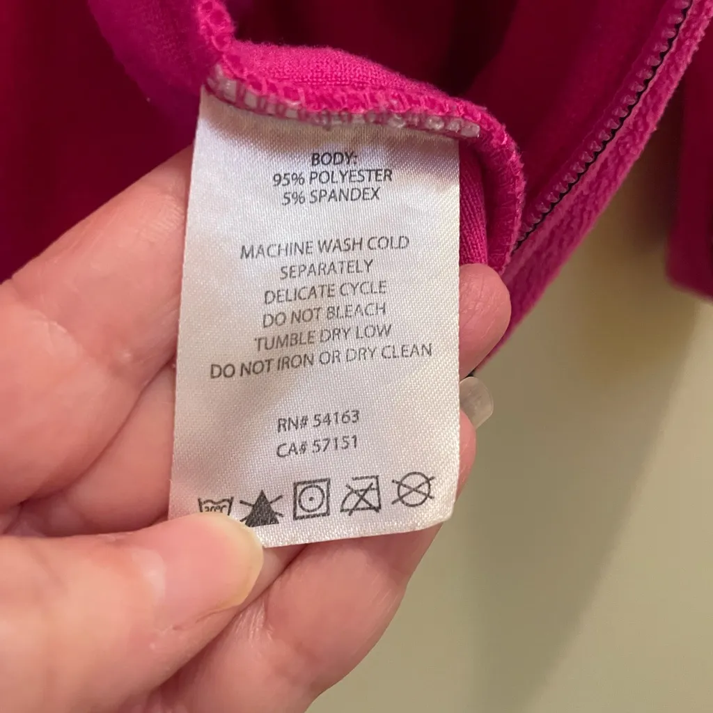 Calvin Klein Performance Jacket Small Full Zip Pockets Mock Neck Fleece Pink - Image 9